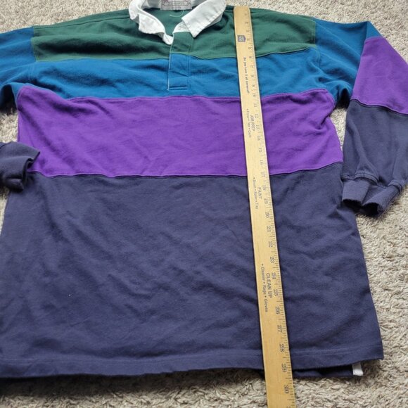 VTG John Ashford Rugby Polo Shirt XL Striped Collar Boat Outdoor Preppy 90s - Picture 5 of 10